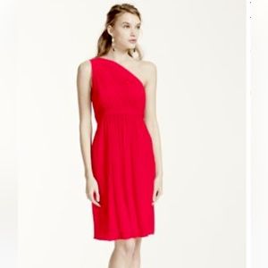 Coral Pink One Shoulder Cocktail Dress